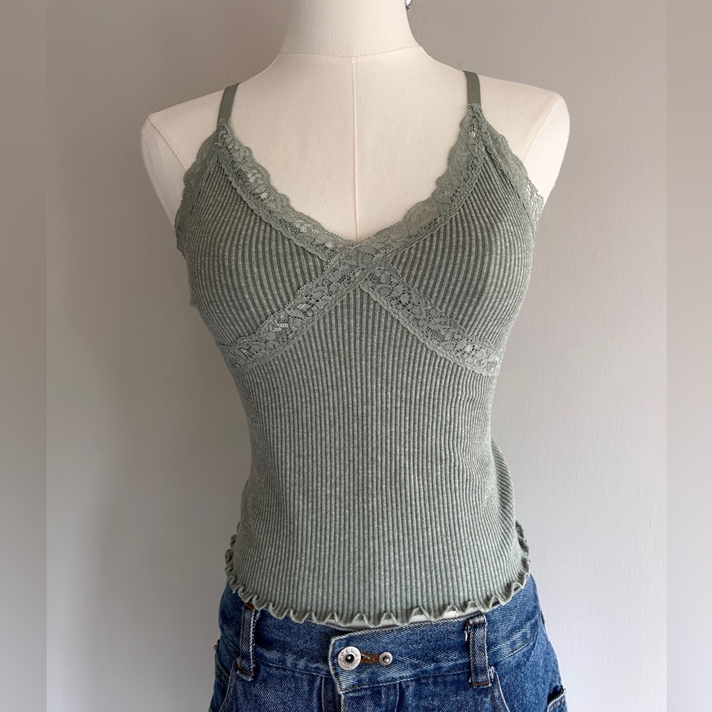 GYPSY & JADE Babydoll Lace Trim Cami Ruffle Hem Tank Y2K Coquette Fairy | S / M - Picture 3 of 10